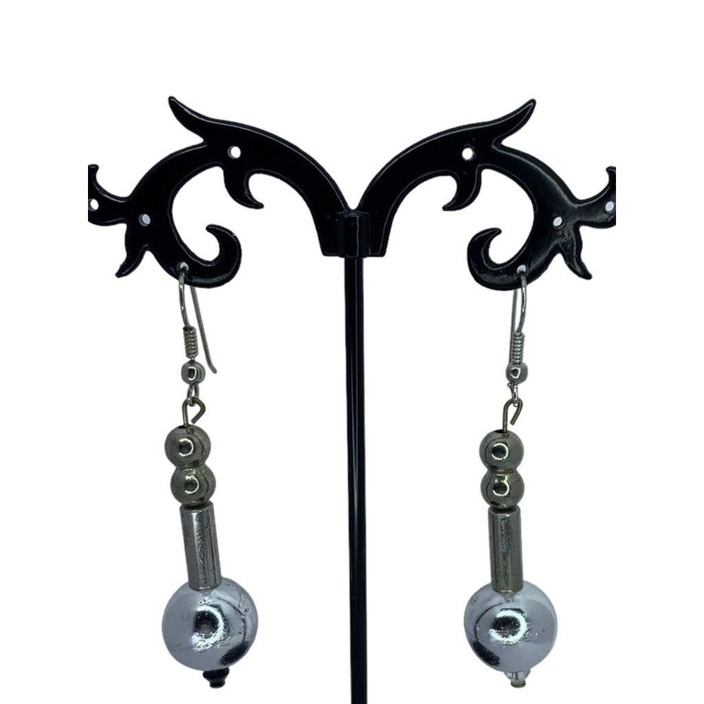 Silvertone‎ Hook Piereced Earrings 2.5" Drop Dangle Mixed Shape
